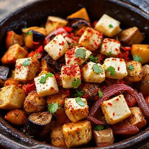 Spicy Baked Vegetables with Smoked Sirene and Chili