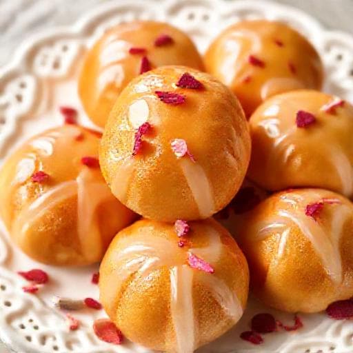 Yogurt Buns with Rosewater Glaze