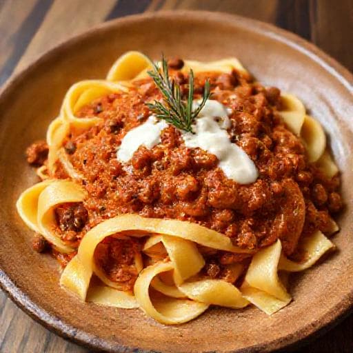 Bolognese with Pappardelle and Cream