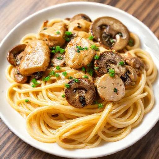 Quick Garlic Butter Chicken and Mushroom Pasta