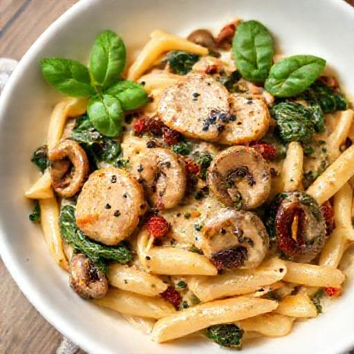 Creamy Tuscan Chicken and Mushroom Pasta