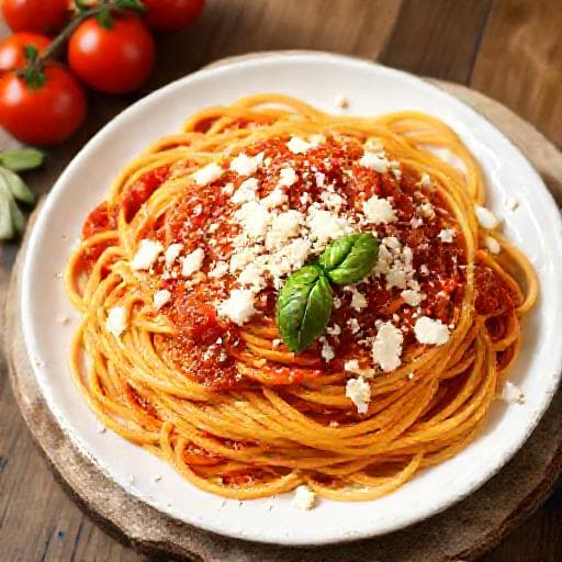 Classic Pasta with Tomato Sauce and Sirene Cheese