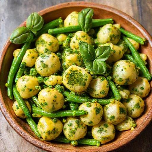Pesto Gnocchi with Green Beans and Potatoes