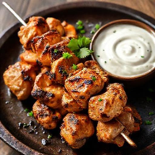 Spicy Chicken Döner Skewers with Tzatziki