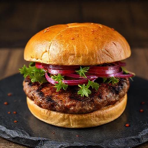 Spicy Balkan Beef Burger (Pikantno Teleško Kyufte Burger)