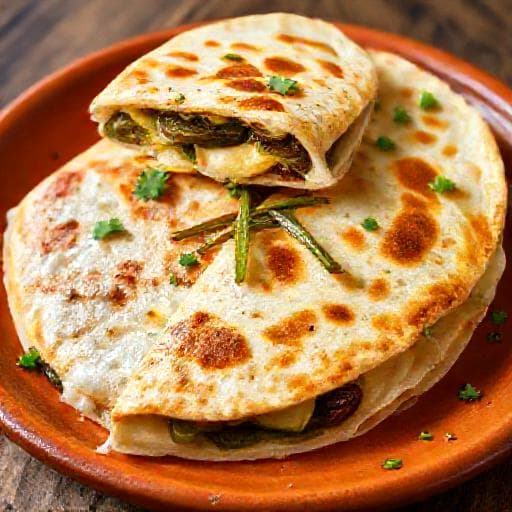 Quesadilla with Rajas (Poblano Strips)