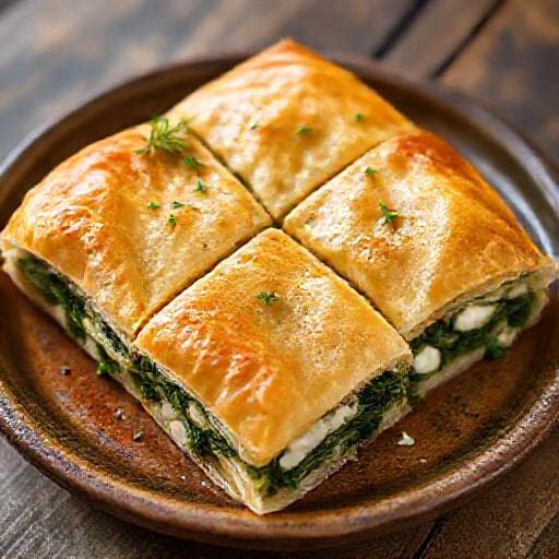 Traditional Banitsa with Spinach and Sirene