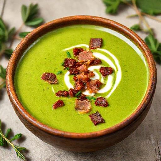 Creamy Nettle Soup with Smoked Bacon