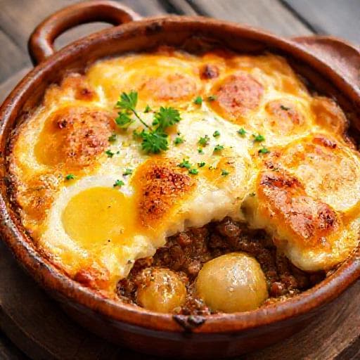 Classic Bulgarian Moussaka with Potatoes and Minced Meat