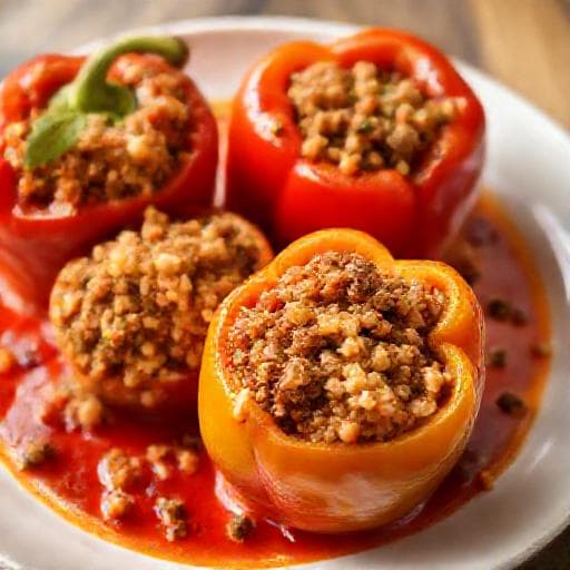 Quick Stuffed Peppers with Minced Meat and Rice
