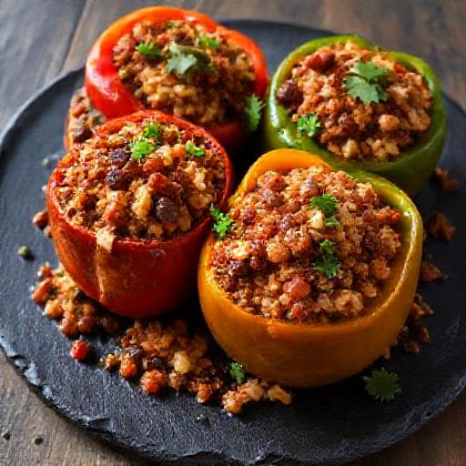 Spicy Stuffed Peppers with Beans and Chorizo