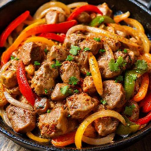 Quick Pork Kavarma with Peppers and Onions