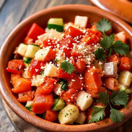 Shopska Salad with Roasted Peppers