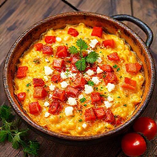 Classic Mish Mash (Bulgarian Scrambled Eggs with Tomatoes and Cheese)