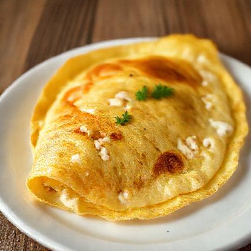 Classic Bulgarian 'Omlet sa Sirene' (Omelet with Sirene Cheese)