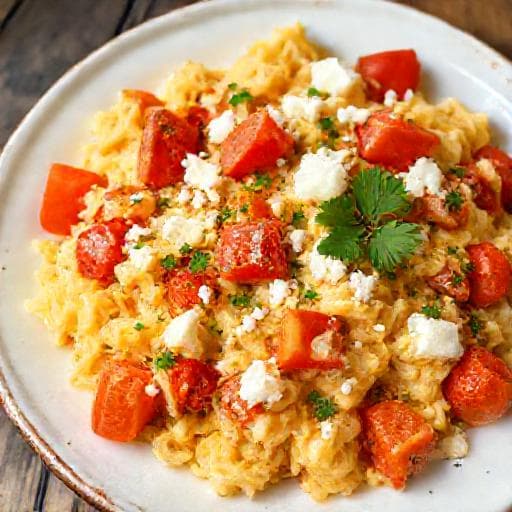 Classic Bulgarian Scrambled Eggs with Tomatoes and Sirene (Бъркани яйца с домати и сирене)
