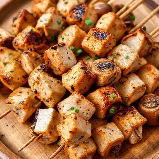 Chicken and Mushroom Skewers with Garlic-Herb Marinade