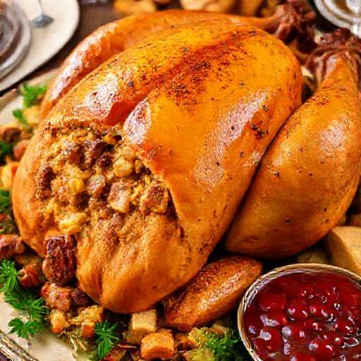 Roasted Turkey with Cornbread and Sausage Stuffing