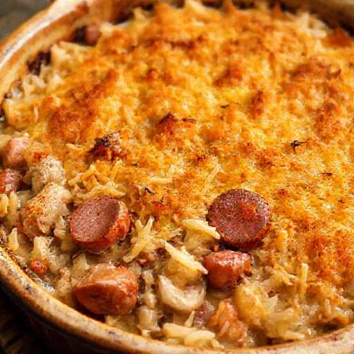 Pork and Sauerkraut Casserole with Smoked Sausage