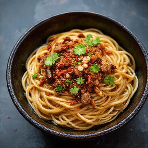 四川風麻辣拌麺(豚ひき肉添え)