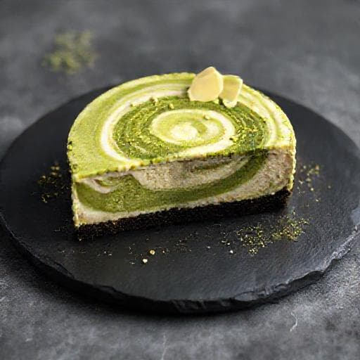 抹茶とホワイトチョコレートのレアチーズケーキ
