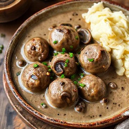 Szybkie Klopsiki w Sosie Pieczarkowym z Gotowych Klopsików