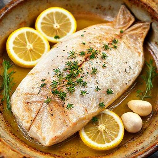 Klasyczny Halibut Pieczony z Cytryną i Ziołami