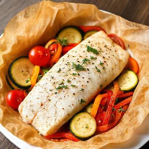 Szybki Halibut Pieczony z Warzywami