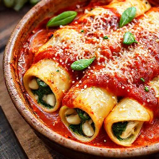 Klasyczne Cannelloni z Ricottą i Szpinakiem