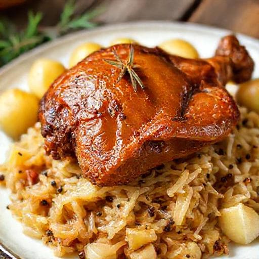 Confit z Kaczki po Alzacku z Kiszoną Kapustą