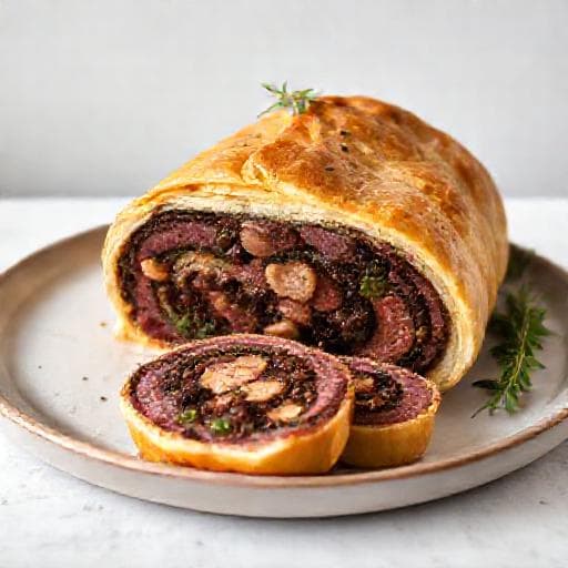 Beef Wellington z grzybami shiitake i ziołami