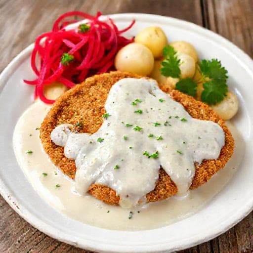 Klasyczny schab w sosie chrzanowym