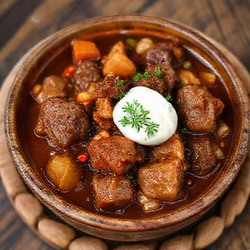 Szybka Pieczeń Wołowa w Sosie z Gulaszu