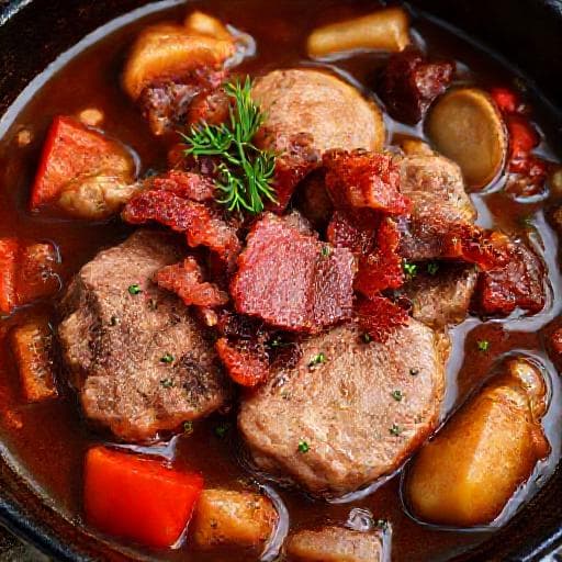 Karkówka po Cygańsku z Wędzonym Boczkiem