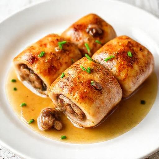 Szybkie roladki schabowe z pieczarkami