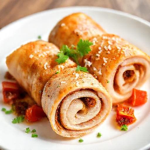 Szybkie roladki z indyka z suszonymi pomidorami