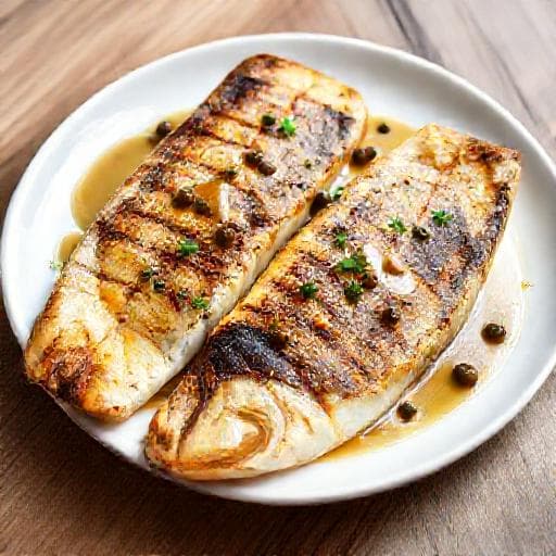 Snabbgrillad röding med brynt smör och kapris