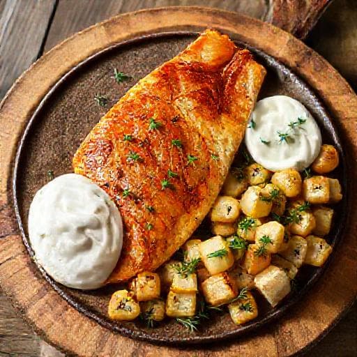 Smörstekt gös med pepparrot och dillslungad potatis