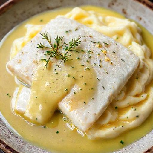 Sej med Dill- och Äggsås och Potatispuré
