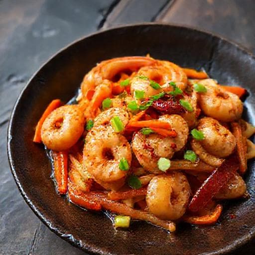 Sötsura Räkor med Ingefära och Chili