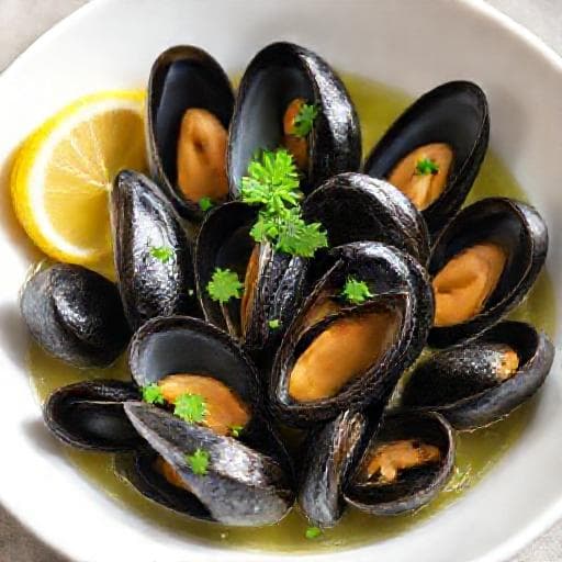 Snabb Musslor i Vitt Vin med Citron