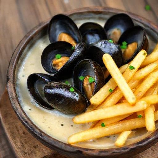 Snabb Musslor Frites med Vitlök och Grädde