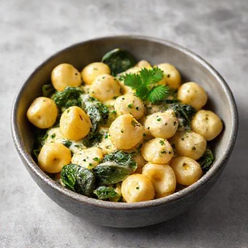 Snabbvariant: Gnocchi med Spenat och Krämig Ostsås