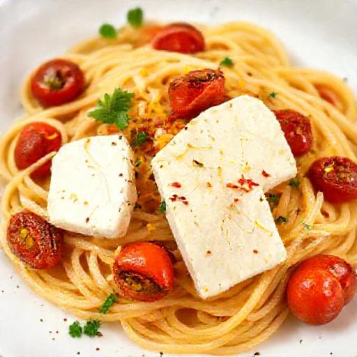 Snabb Pasta med Ugnsbakad Feta och Citron