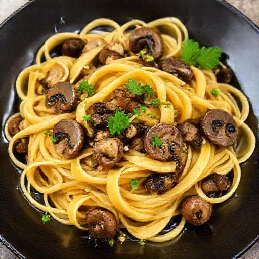 Tagliatelle med Skogssvamp och Tryffelolja