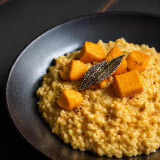 Pumpa Risotto med Rostad Pumpa och Salvia