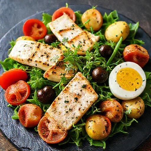 Niçoise med Grillad Fisk och Potatis