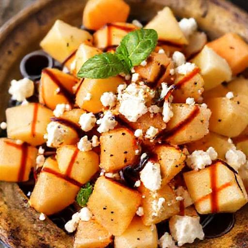 Snabb Melonsallad med Fetaost och Balsamico