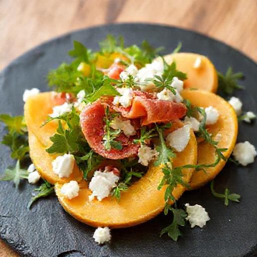 Melonsallad med Fetaost, Prosciutto och Ruccola