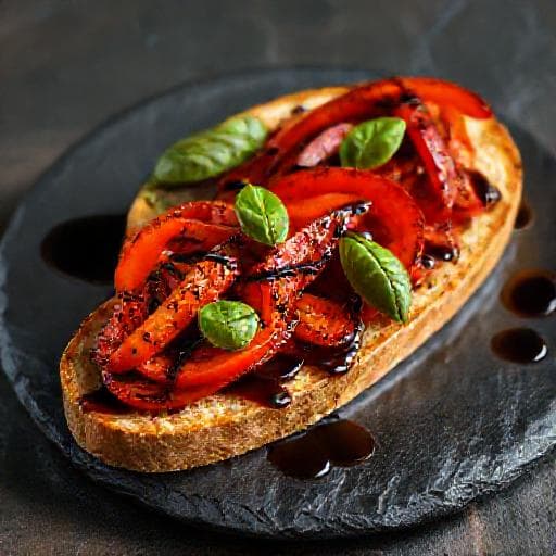Bruschetta med Grillad Paprika och Balsamico